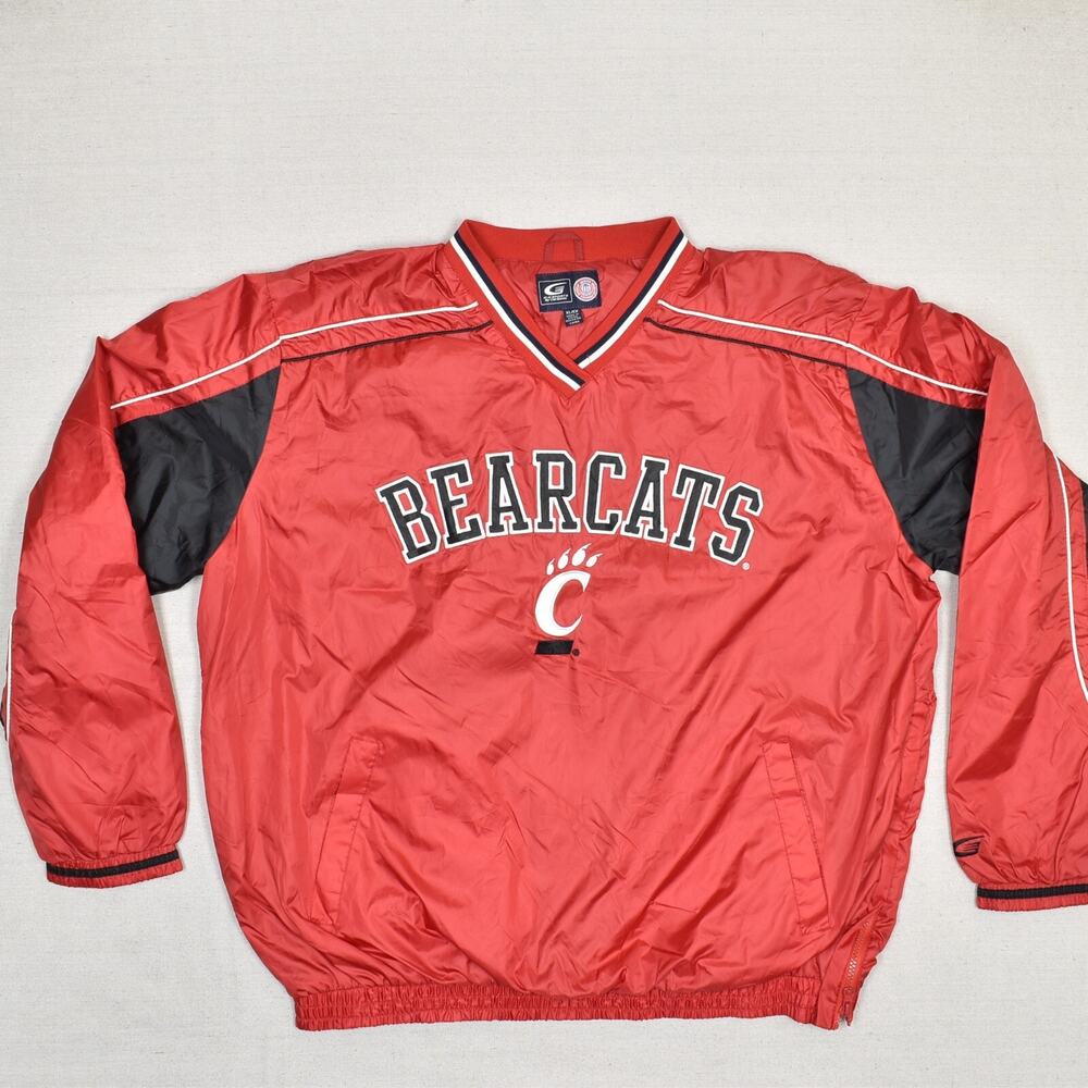 G-III Women Pullover Windbreaker V Neck Polyester Red Size XL Bearcats Collage